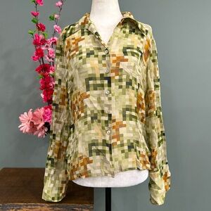 Jones New York 100% Silk Botton Down Long Sleeve